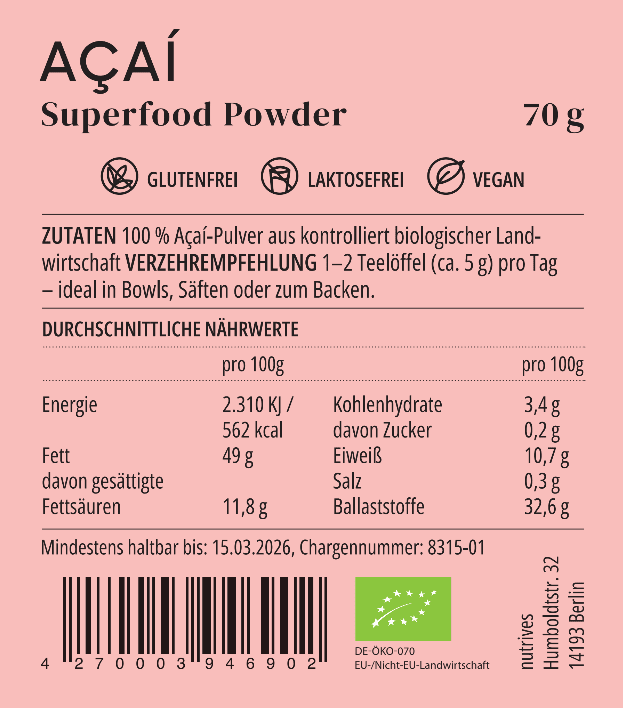 Acai Superfood Pulver von nutrives