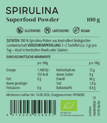 Organic Spirulina Powder Mikroalge